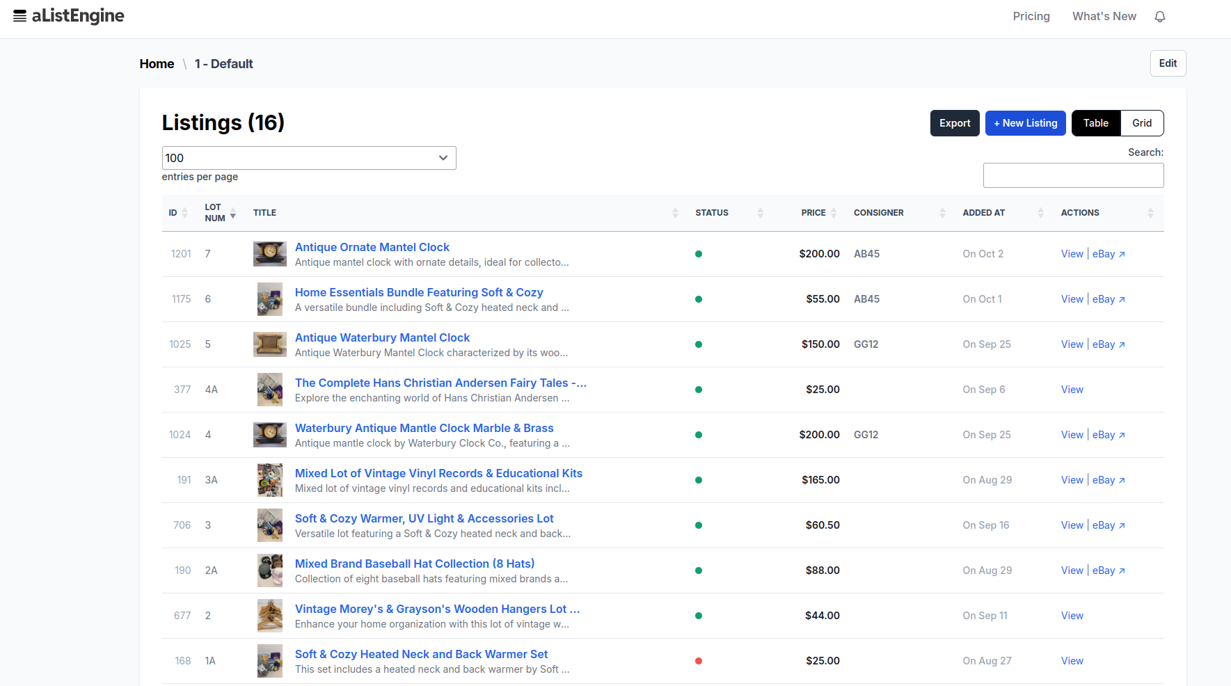 List Engine Dashboard